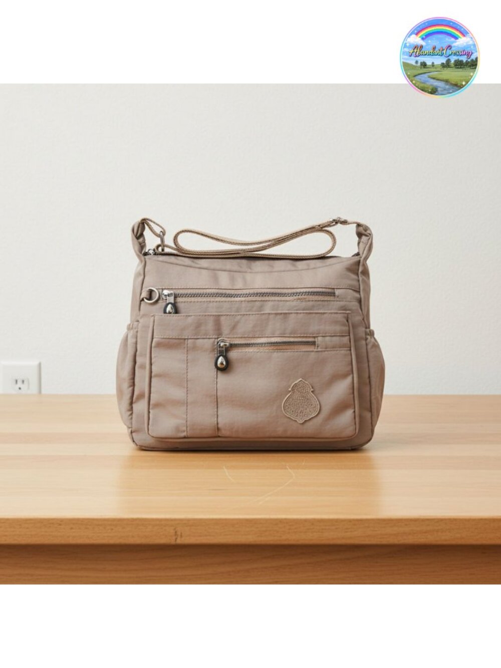 Nylon Crossbody Bag Waterproof Multi Pocket Shoulder Purse Lightweight Travel